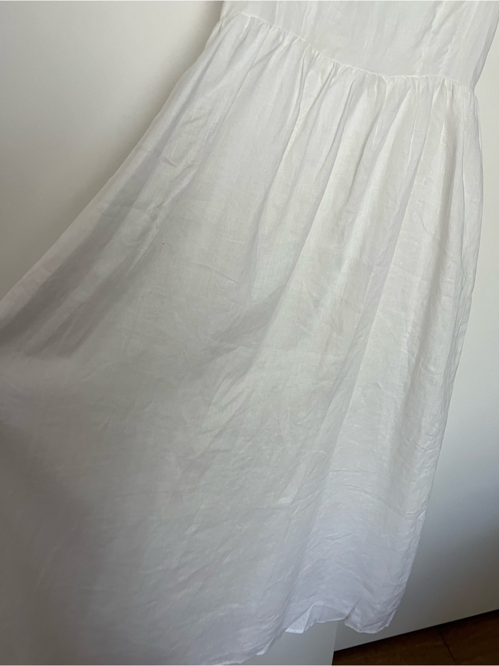 DISSH White Maxi Dress 100% Linen Empire Waist Babydoll Sundress US 6 - Picture 5 of 9